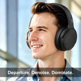 NiceComfort 35 (2nd Gen) Hybrid Noise Cancelling Headphones 4-Speakers 40kHz HD Sound,140 Hours' Ultra-long Playtime for Travel, Bluetooth 6.0, 5 Microphones ENC,Transparency,Spatial Audio,Low Latency