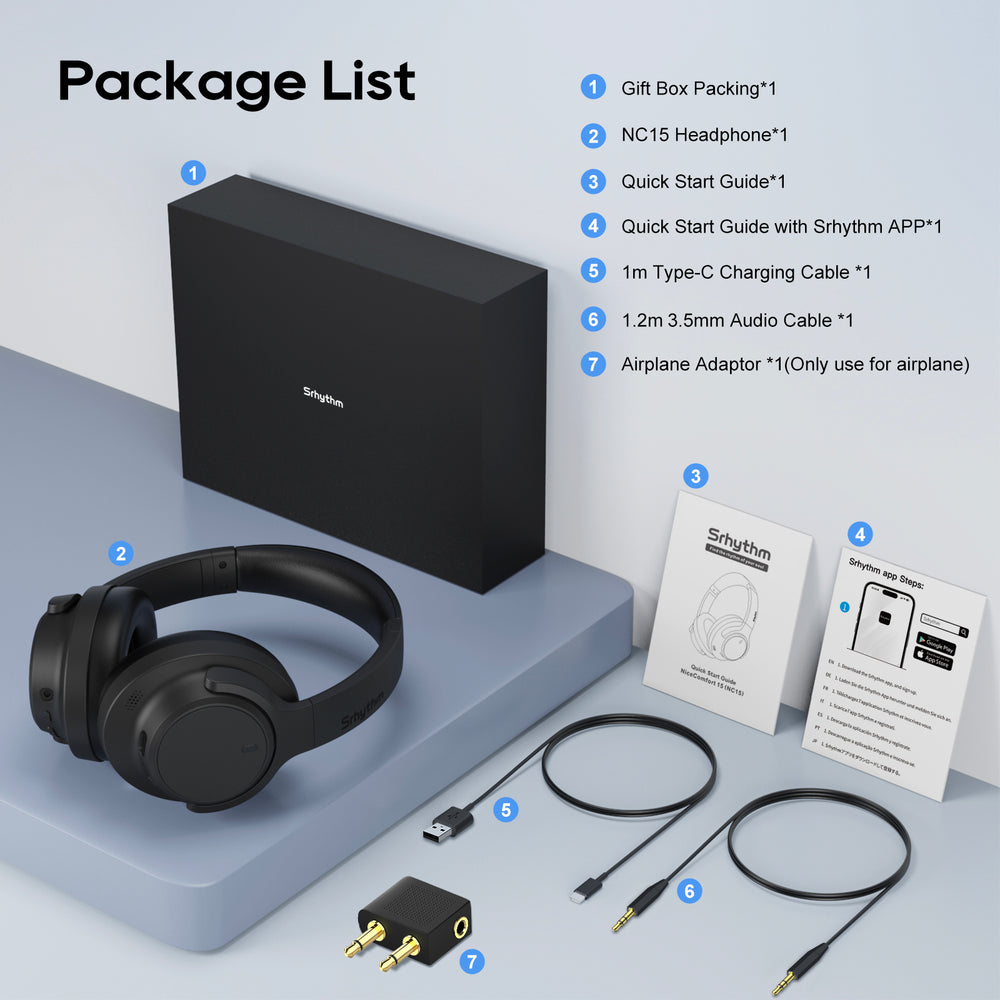 NiceComfort 15 2nd- Hybrid Noise Cancelling Wireless Headphones, Bluetooth 6.0, Spatial Audio, ENC, 120Hrs